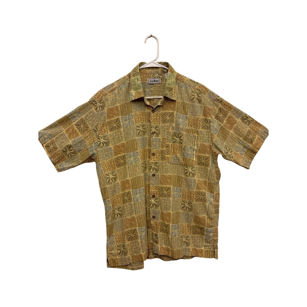 L.L. Bean Vintage Men's Short-Sleeve Patchwork Camp Hawaiian Shirt Size M